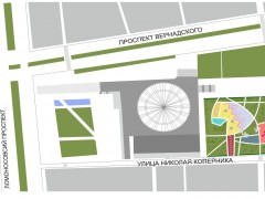 Городской сквер на территории Большого Московского цирка. Москва, Россия.